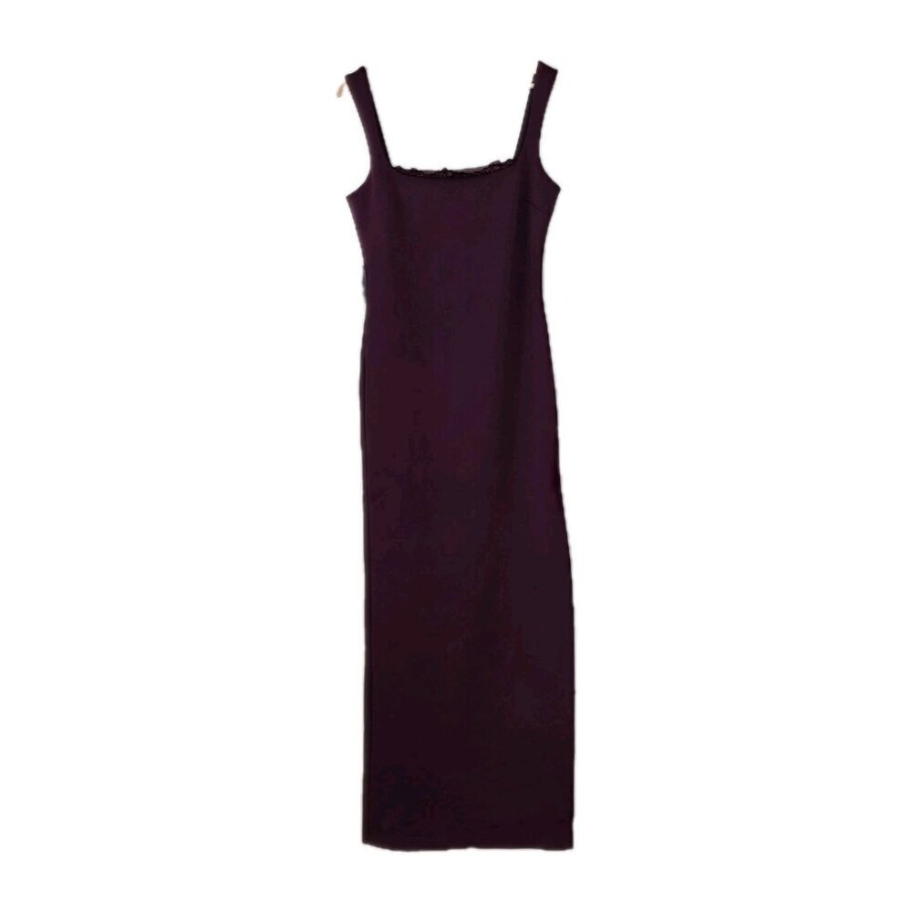 Marciano Rosy Scuba Maxi Dress M Burgundy Side Slit Lace Party Wedding Guest NWT